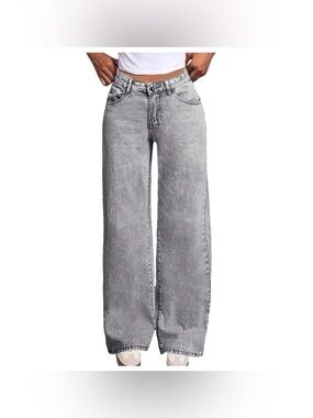 Divided Wide-Leg High-Rise Jeans - Light Gray